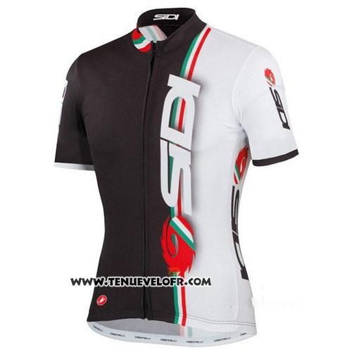 2014 Maillot Ciclismo Castelli SIDI Blanc et Noir Manches Courtes et Cuissard
